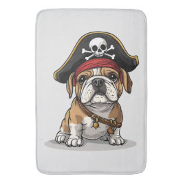Pirate English Bulldog Skull Crossbones Badematte