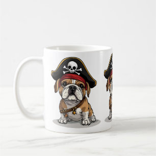 Pirate English Bulldog Skull Crossbones Kaffeetasse