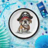 Pirate English Bulldog Skull Crossbones Pappteller (Party)