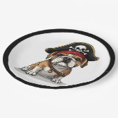 Pirate English Bulldog Skull Crossbones Pappteller (Schrägansicht)