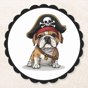 Pirate English Bulldog Skull Crossbones Untersetzer