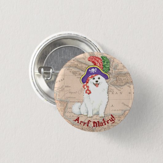 Pirate Eskie Pinback Button (Vorne & Hinten)