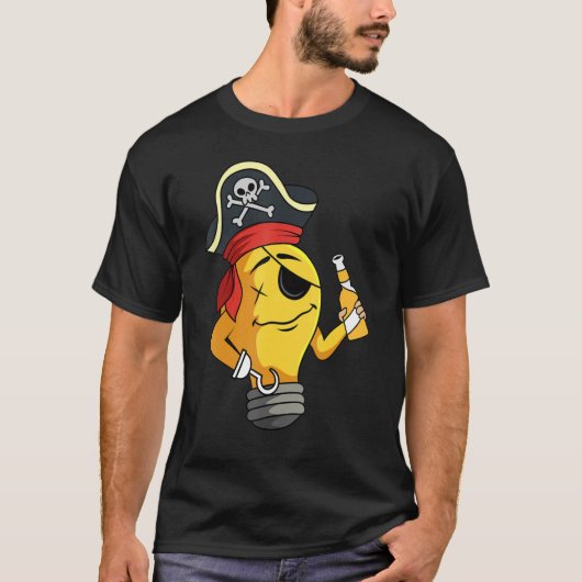 Pirate Eye Patch Light Bulb Sea Sailor Crew Ship T-Shirt (Vorderseite)