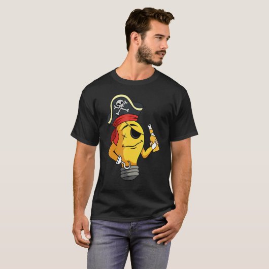 Pirate Eye Patch Light Bulb Sea Sailor Crew Ship T-Shirt (Vorne ganz)
