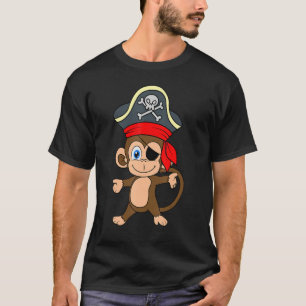 Pirate Eye Patch Monkey Sea Sailor Crew Treas T-Shirt