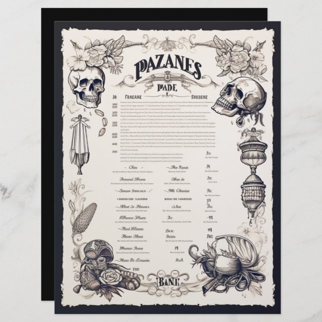 Pirate Fantasy Menu (Vorne/Hinten)