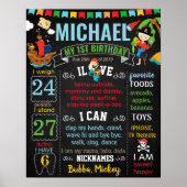 Pirate First Birthday Chalkboard-Zeichen Poster (Vorne)
