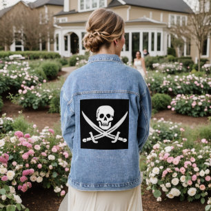 PIRATE FLAG CROSSBONES DENIM JACKET JEANSJACKE