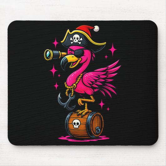 Pirate Flamingo Adventure Map Piratenflagge Hallow Mousepad (Vorne)