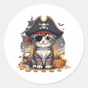 Pirate Fold - Niedliche schottische Fold Cat in Pi Runder Aufkleber