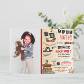  Pirate Foto Geburtstagsfeier Einladungen (Stehend Vorderseite)