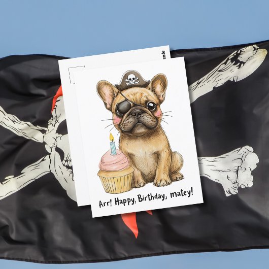 Pirate French Bulldog Geburtstagsfeier Postkarte