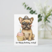 Pirate French Bulldog Geburtstagsfeier Postkarte (Stehend Vorderseite)