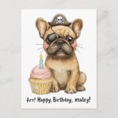 Pirate French Bulldog Geburtstagsfeier Postkarte (Vorderseite)
