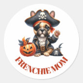 Pirate French Bulldog Halloween Frenchie Mom Runder Aufkleber (Vorderseite)