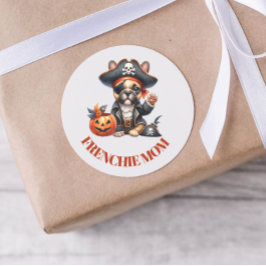 Pirate French Bulldog Halloween Frenchie Mom Runder Aufkleber