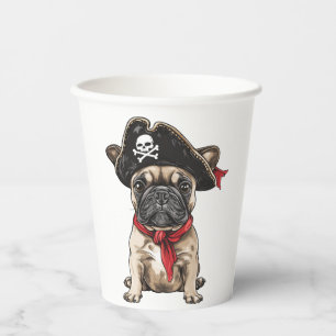 Pirate French Bulldog Skull Crossbones Pappbecher