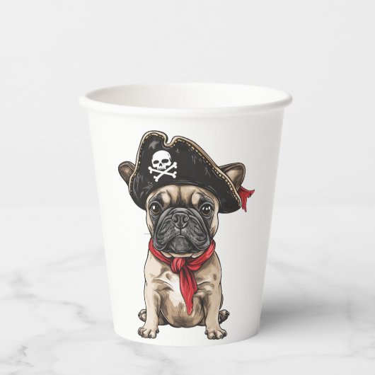 Pirate French Bulldog Skull Crossbones Pappbecher (Vorderseite)