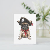Pirate French Bulldog Skull Crossbones Postkarte (Stehend Vorderseite)