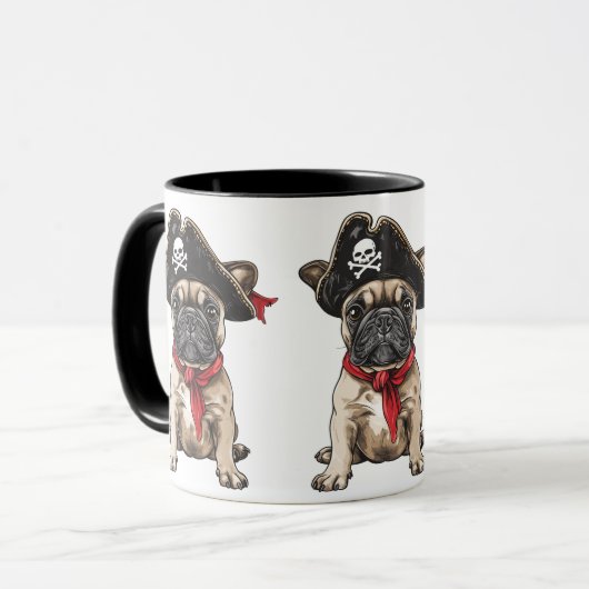 Pirate French Bulldog Skull Crossbones Tasse (Vorderseite Links)