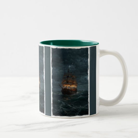 Pirate Galleon auf dem spanischen Maine Zweifarbige Tasse (Rechts)