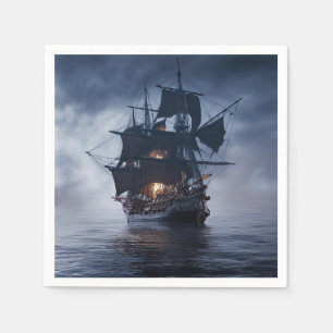 Pirate Galleon in einer nebeligen Nacht Serviette