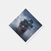 Pirate Galleon in einer nebeligen Nacht Serviette (Ecke)