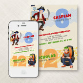 Pirate Gamer Joint Double Birthday Einladung