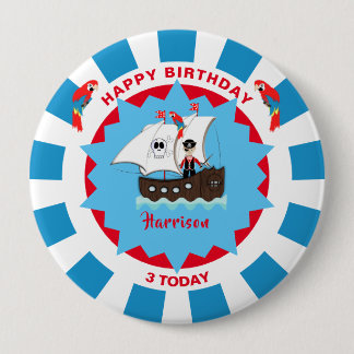 Pirate Geburtstag Niedliches Schiff Kinder Persona Button