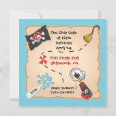 Pirate Geburtstagsparty und Schatzsuche Einladung (Rückseite)