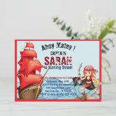 Pirate Girl Birthday Party Einladungs-Boot Einladung (Stehend Vorderseite)