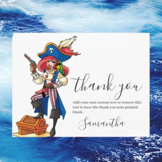 Pirate Girl Danke Postcard Postkarte