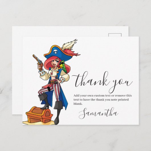 Pirate Girl Danke Postcard Postkarte (Vorne/Hinten)