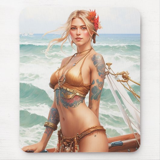 Pirate Girl Fantasy Design Mouse Pad Mousepad (Vorne)