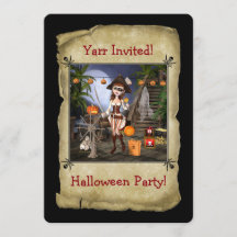 Pirate Girl Halloween-Party Card Einladung