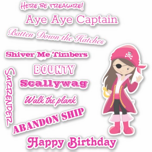 Pirate Girl-Motto Aufkleber (Vorderseite)