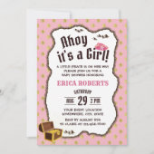 Pirate Girl Pink & Gold Adventure Map Kinderdusche Einladung (Vorderseite)