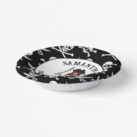 Pirate Girl Skulls Pappteller (Gewinkelt)