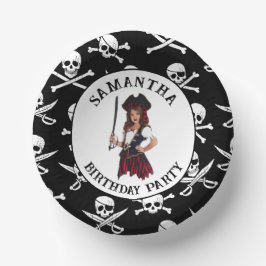 Pirate Girl Skulls Pappteller