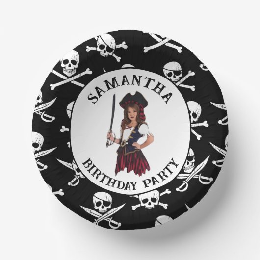 Pirate Girl Skulls Pappteller (Vorderseite)