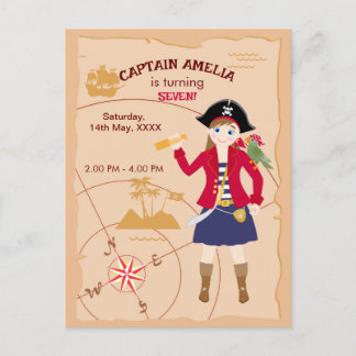 Pirate Girl Treasure Karte Geburtstagsparty