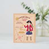Pirate Girl Treasure Karte Geburtstagsparty (Stehend Vorderseite)