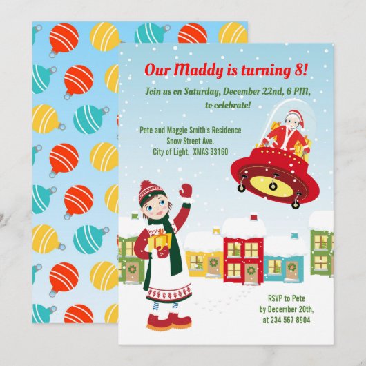 Pirate Girl Treasure Karte Geburtstagsparty (Vorne/Hinten)