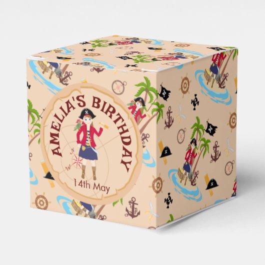 Pirate Girl Treasure Karte Geburtstagsparty Geschenkschachtel (Vorderseite)
