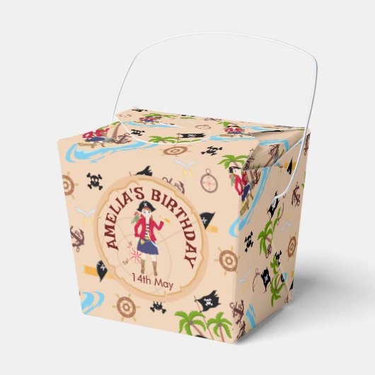 Pirate Girl Treasure Karte Geburtstagsparty Geschenkschachtel (Vorderseite)