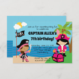 Pirate Girls Geburtstagsparty Einladung