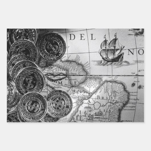 Pirate Gold Schatzkarte Geschenkpapier Set (Vorderseite 2)