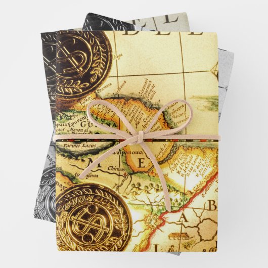 Pirate Gold Schatzkarte Geschenkpapier Set (Beispiel)