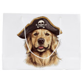 Pirate Golden Retriever Dog Skull Große Geschenktüte (Rückseite)