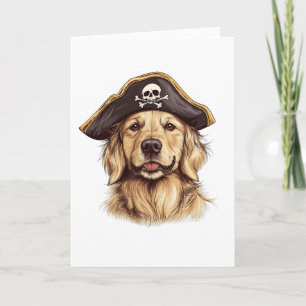 Pirate Golden Retriever Dog Skull Karte